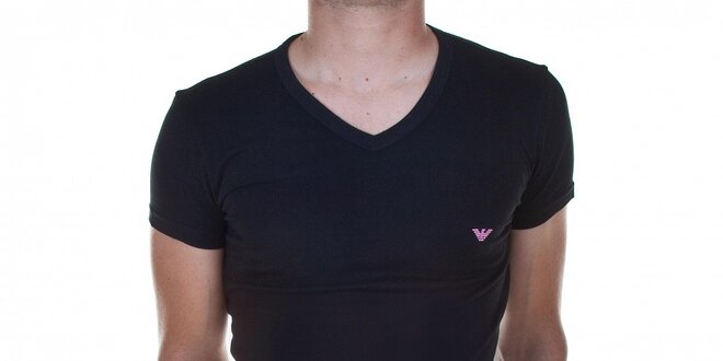 Pánske čierne tričko Emporio Armani s potlačou