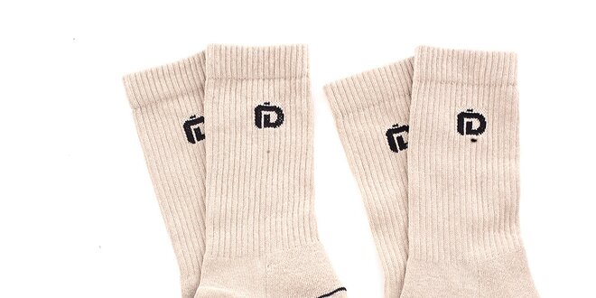 Pánske béžové ponožky s čiernymi detailmi Fundango - 2 páry