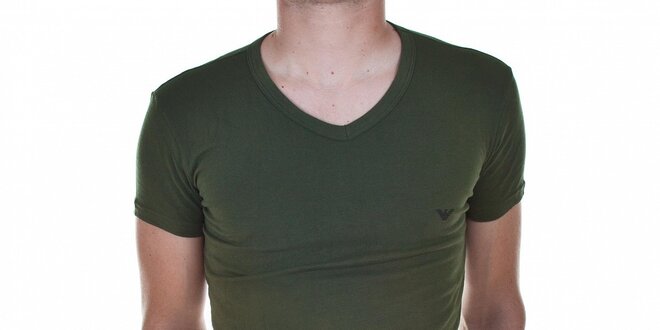 Pánske tmavo zelené tričko Emporio Armani s potlačou