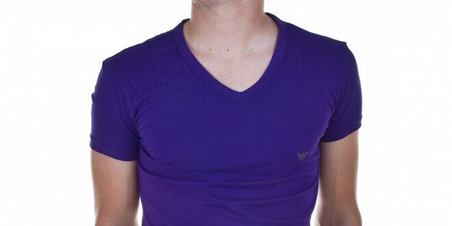Pánske fialové tričko Emporio Armani s potlačou