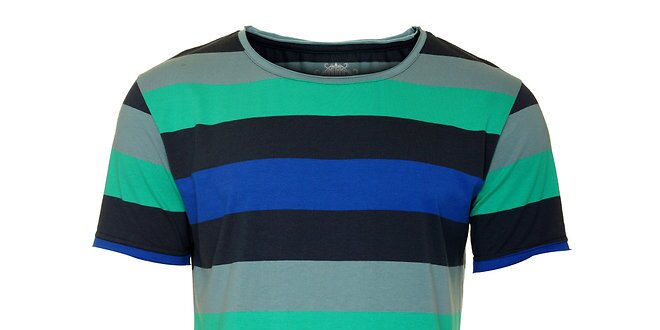 Pánske čierno-šedé tričko Fundango s farebnými prúžkami
