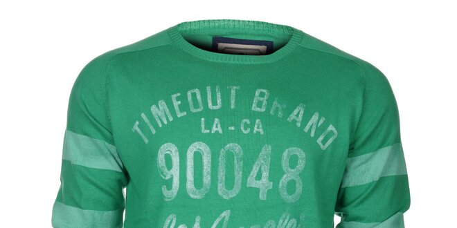 Pánsky zelený sveter Timeout s potlačou