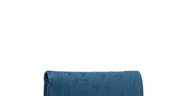 Dámska modrá peňaženka Lancaster s imitáciou pštrosej kože
