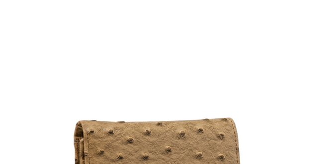 Dámska tmavo béžová peňaženka Lancaster s imitáciou pštrosej kože