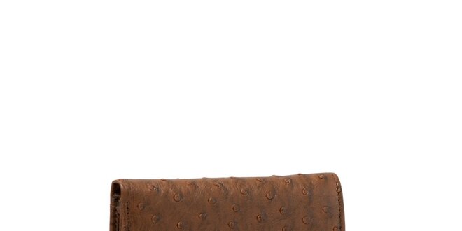 Dámska hnedá peňaženka Lancaster s imitáciou pštrosej kože