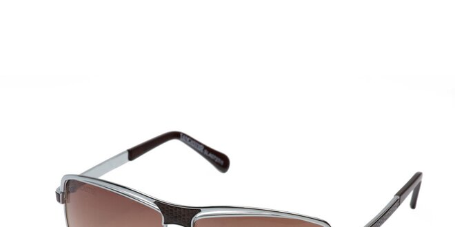Pánske strieborné slnečné okuliare s hnedými šošovkami Lancaster