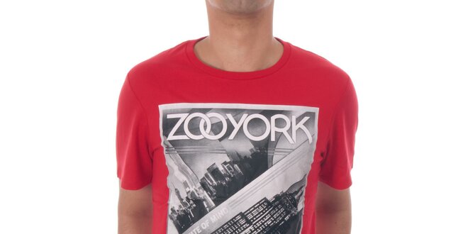 Pánske červené tričko s vintage potlačou Zoo York