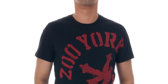 Pánske čierne tričko s červeným nápisom Zoo York