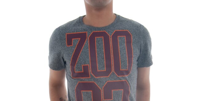 Pánske šedé tričko s vínovou potlačou Zoo York