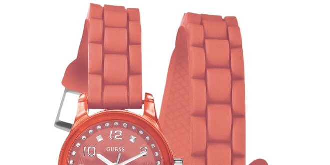 Dámske ružové analogové hodinky Guess