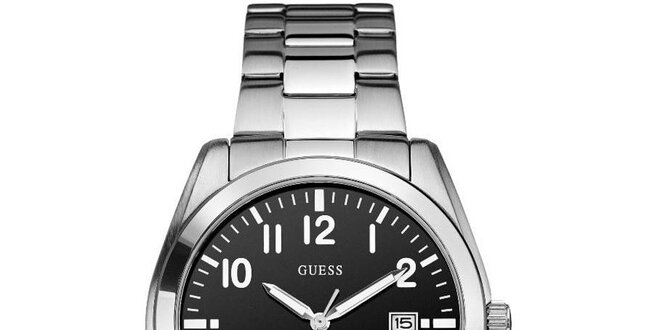 Pánske klasické náramkové hodinky s čiernym ciferníkom Guess