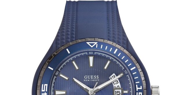 Pánske modré analogové hodinky Guess s dátumovkou