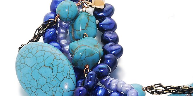 Dámsky modro-tyrkysový náramok s perlami Orchira