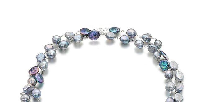 Dámsky šedo-čierny variabilný perlový náhrdelník Orchira