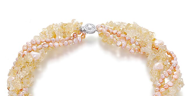 Dámsky perlový a citrínový náhrdelník Orchira