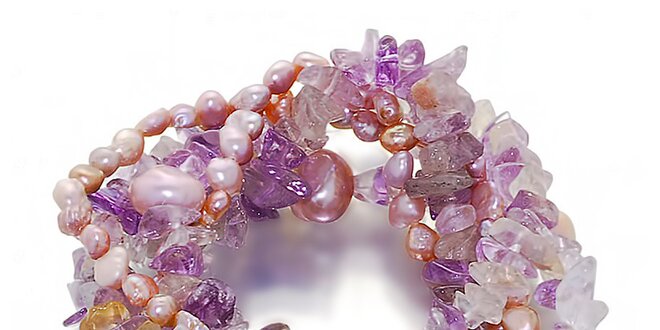 Dámsky fialový náramok s perlami a ametystmi Orchira