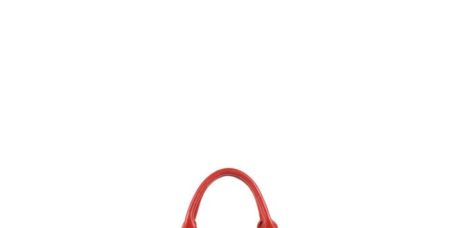 Dámska červená kožená kabelka s kovovými detailmi Joysens