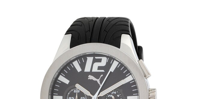 Pánske strieborné hodinky s chronografom Puma