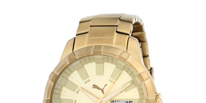 Pánske zlato tónované hodinky Puma