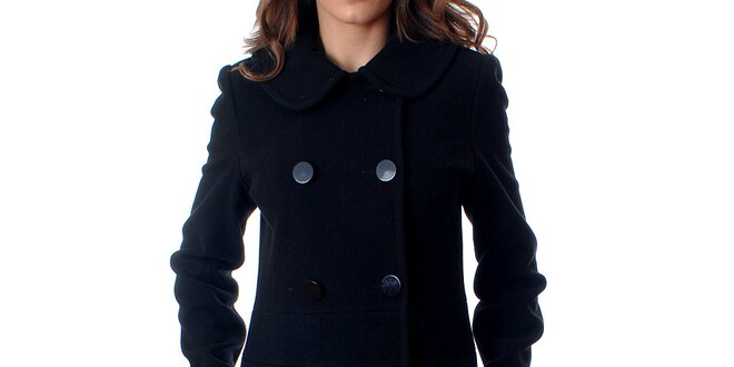 Elegantný dámsky dvojradový kabát Mya Alberta v čiernej farbe