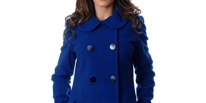 Elegantný dámsky dvojradový kabát Mya Alberta v modrej farbe