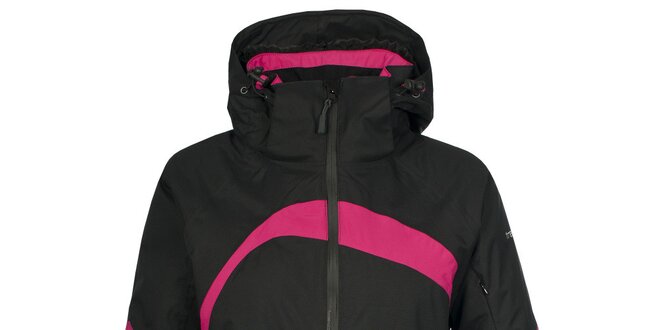 Dámska čierna lyžiarska bunda s ružovými detailmi Trespass
