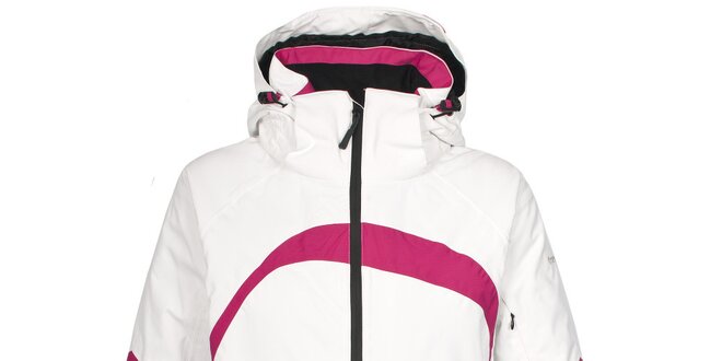 Dámska biela lyžiarska bunda s ružovými detailmi Trespass
