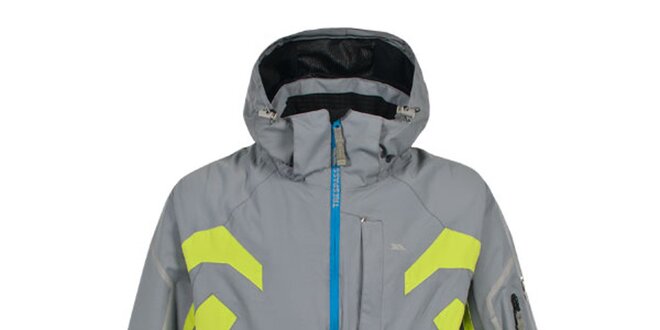 Pánska šedá lyžiarska bunda s farebnými detailmi Trespass