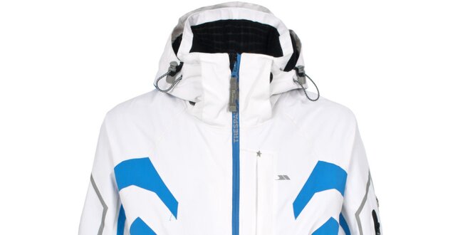 Pánska biela lyžiarska bunda s farebnými detailmi Trespass