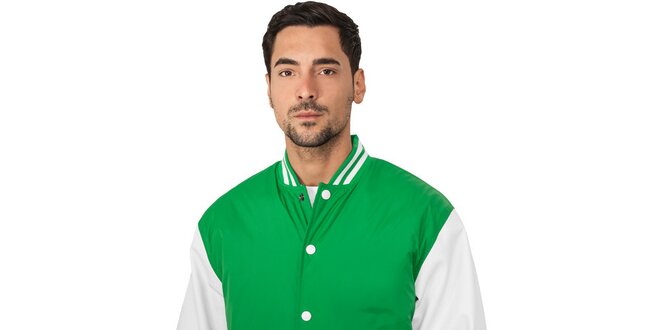 Pánska ľahká zelená bunda Urban Classics s bielymi rukávmi