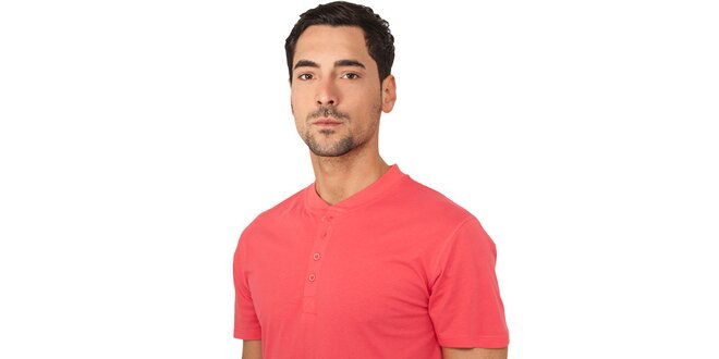Pánske červené tričko s gombíkmi Urban Classics