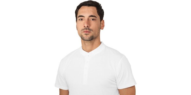 Pánske biele tričko s gombíkmi Urban Classics