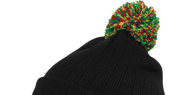Pánska čierna čiapka Urban Classics s farebným brmbolcom