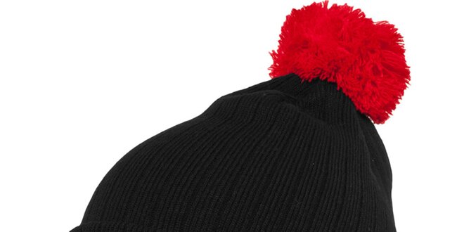 Pánska čierna čiapka Urban Classics s červeným brmbolcom