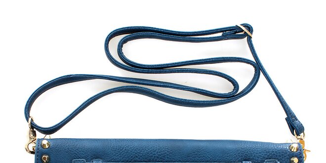 Dámska modrá listová kabelka s cvočkami London Fashion
