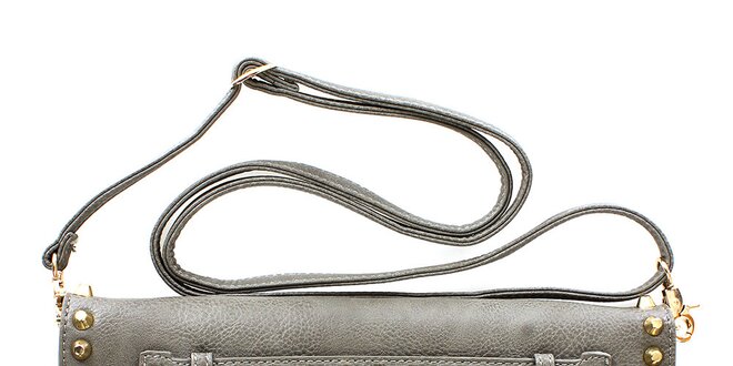 Dámska šedá listová kabelka s cvočkami London Fashion