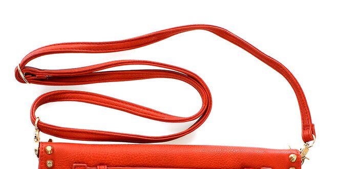 Dámska červená listová kabelka s cvočkami London Fashion