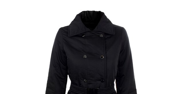 Dámsky čierny elegantný kabát s opaskom Company&Co