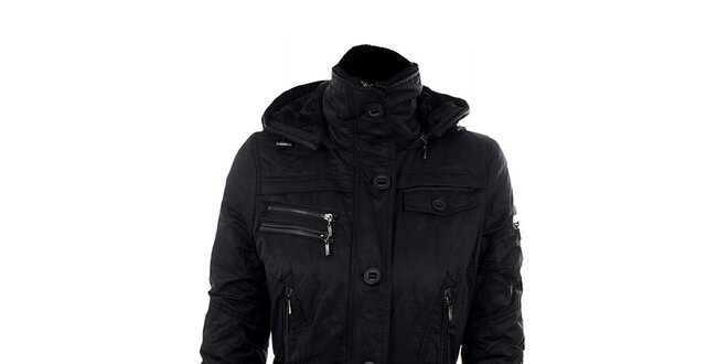 Dámsky čierny kabát s podšívkou Company&Co