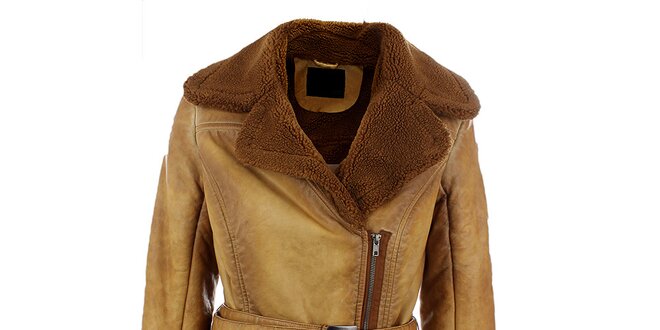 Dámsky ťaví kabát s hnedým kožúškom Company&Co