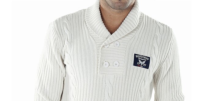 Pánsky biely sveter s vrkočovým vzorom Bendorff