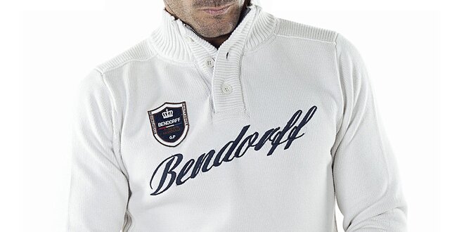 Pánsky biely sveter s nášivkou Bendorff