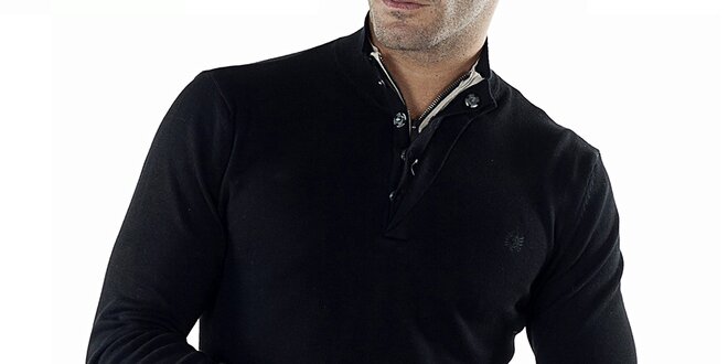 Pánsky čierny sveter so zipsom Bendorff