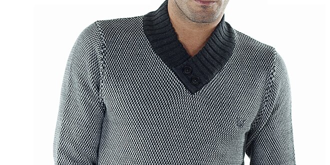 Pánsky šedý sveter so vzorom Bendorff