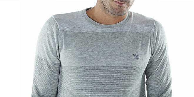 Pánsky šedý sveter s pruhmi Bendorff