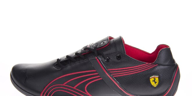Pánske čierne tenisky Puma Ferrari s červenými detailami