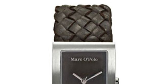 Dámske hnedé analogové hodinky s preplietaným remienkom Marc O´Polo