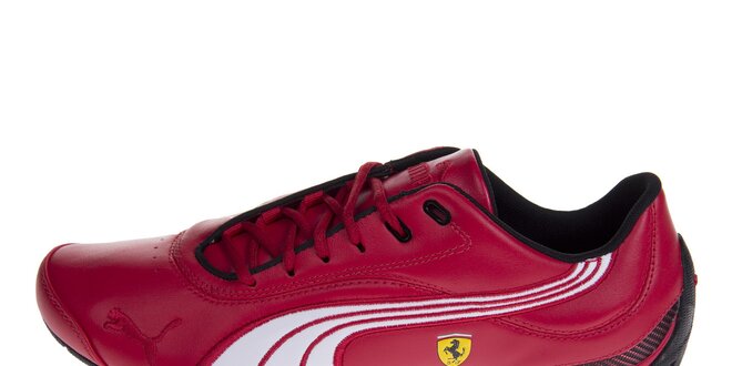 Pánske červené tenisky Puma Ferrari s čiernymi a bielymi detailami
