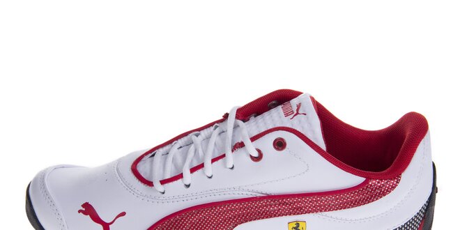 Biele tenisky Puma Ferrari s červenými detailami