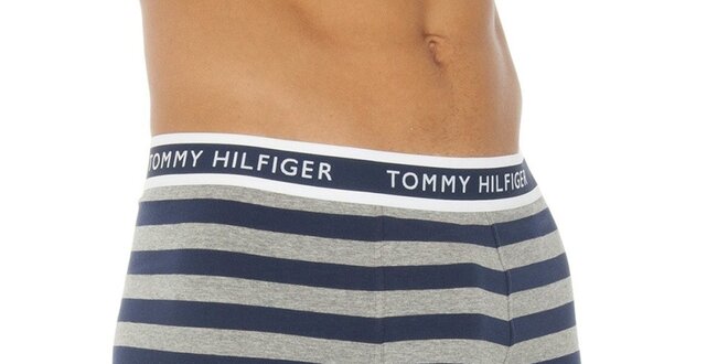 Pánske modro-šedé pruhované boxerky Tommy Hilfiger